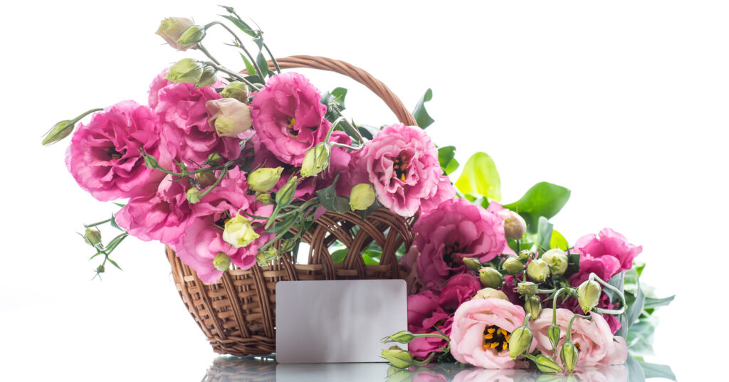 Boeket lisianthus in paars, lila en wit